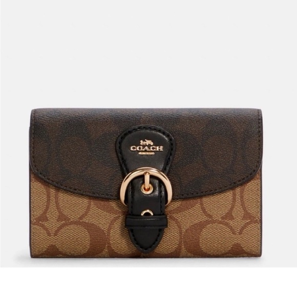 Coach Kleo Wallet Brown/Khaki In Blocked Signature Canvas C6897 - Picture 1 of 11